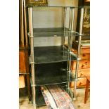 Pair of 2'6 chrome tubular framed black display shelf units