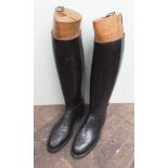 Pair of gents black leather riding boots with trees,