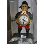 American painted figure mantel clock