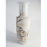 Chinese vase painted with landscape scene and inscription to reverse - height 31cm