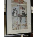 Framed coloured print of kittens by Rosina Wachtmeister