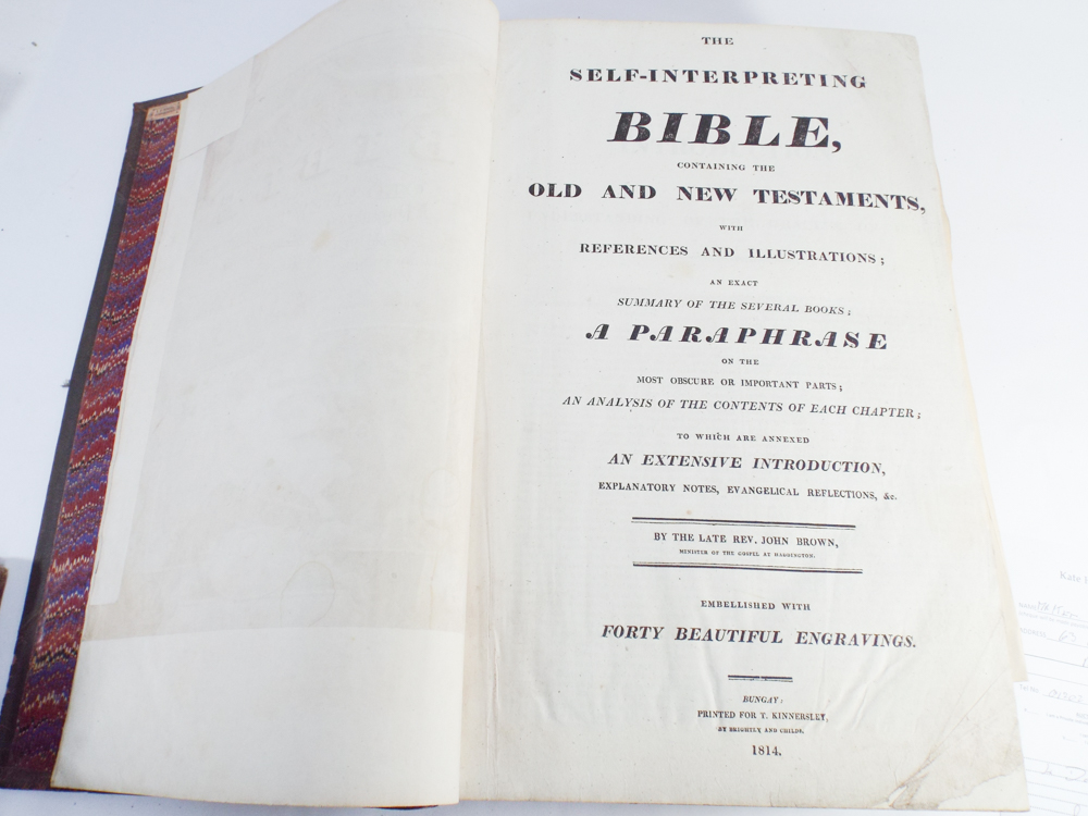 An old family Bible with black & white plates