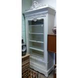 3' French cream painted glazed bookcase with 2 drawers under