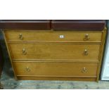 3' 3" modern teak chest of 3 long drawers