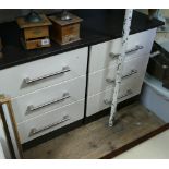 Pair of modern cream & wood effect 3 drawer bedside chests