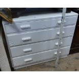 3' white painted chest of 4 long drawers