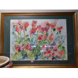 Large modern watercolour of tulips