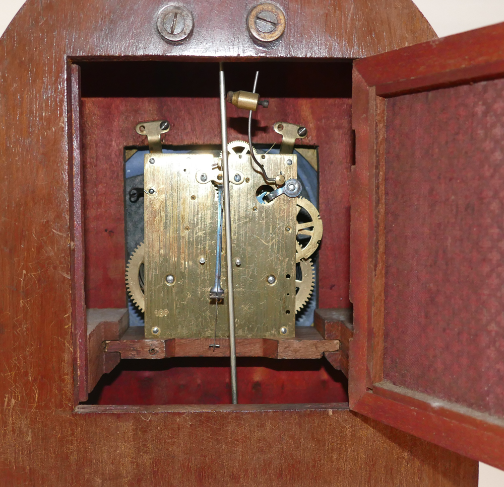 Large Edwardian striking mantel or bracket clock in inlaid mahogany case 18" tall x 11. - Bild 2 aus 2