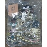 Assorted bag of costume jewellery and beads - ideal for crafters and jewellery makers.