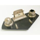 French desk inkstand on black marble base