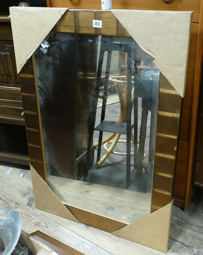 Modern wood framed bevelled wall mirror