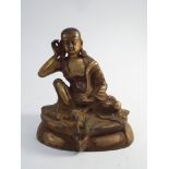 Gilt bronze seated Buddha - measures 15cm tall