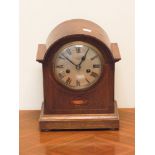 Edwardian striking bracket clock in inlaid oak case