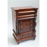 Miniature Victorian mahogany chest of 6 drawers with glass knob handles 17" high x 10.