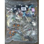 Assorted bag of costume jewellery and beads - ideal for crafters and jewellery makers.