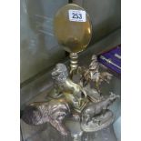 4 Various small brass figure ornaments and a miniature table