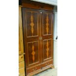 3' yew wood double door wardrobe with drawers under