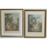 Pair of 19th century coloured Mezzotints signed Frank Stromberg. Image size approx 18 x 14".