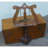 Victorian mahogany musical instrument box with attached music stand