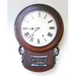 Victorian drop dial wall clock in mahogany case with striking movement
