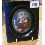 Small portrait miniature of Beethoven in an ebony frame