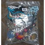 Assorted bag of costume jewellery and beads - ideal for crafters and jewellery makers.