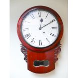 Victorian drop dial wall clock in mahogany case