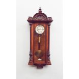 Late Victorian Vienna style wall clock in walnut and glazed case
