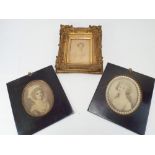 Early 19th century portrait of a girl and 2 miniature style pictures,