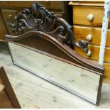 Victorian mahogany over mantel mirror with carved corner style top