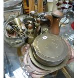 Qty of assorted brass and copper items etc.