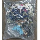 Assorted bag of costume jewellery and beads - ideal for crafters and jewellery makers.