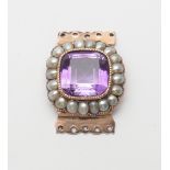 Rose gold amethyst and seed pearl set square clasp - ideal for a string of quality pearls