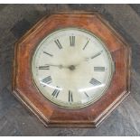 Victorian wall clock in octagonal mahogany case