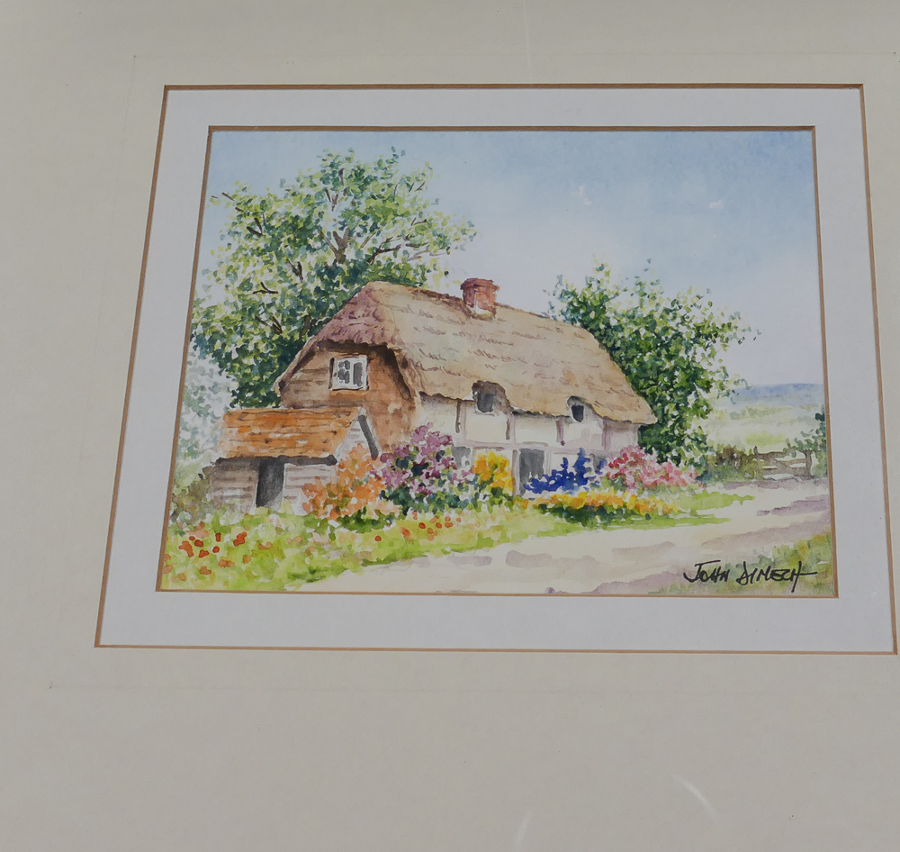 Three modern watercolours by John Dimech of country cottages, - Image 2 of 2