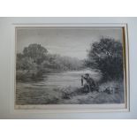 Signed lithograph Douglas Adams, Fly Fishing, signed in pencil to the lower left.
