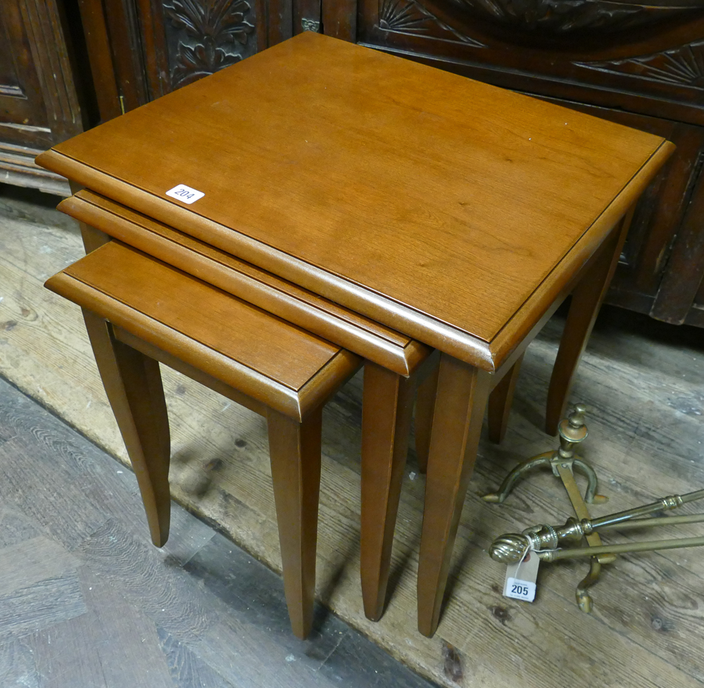 Nest of 3 modern dark teak coffee tables