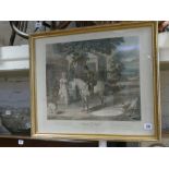 Pair of 19th century framed coloured prints The Sportsmans Visit and Horses going to a fayre