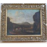 19th century oil on board landscape painting in gilt frame - image size 8 x 9.