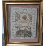 Early Victorian needlework petit point sampler Mary Ann Reeves,