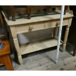 3'3 Victorian stripped pine 2 tier wash stand with fitted 2 drawers and tray top