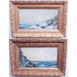 Pair of late 19th century oil paintings, marine views signed H Kinnard - both in gilt frames.