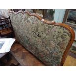 French 4'6 oak bedstead with tapestry upholstery