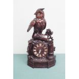 Black Forest long eared owl mounted mantel clock with strike,