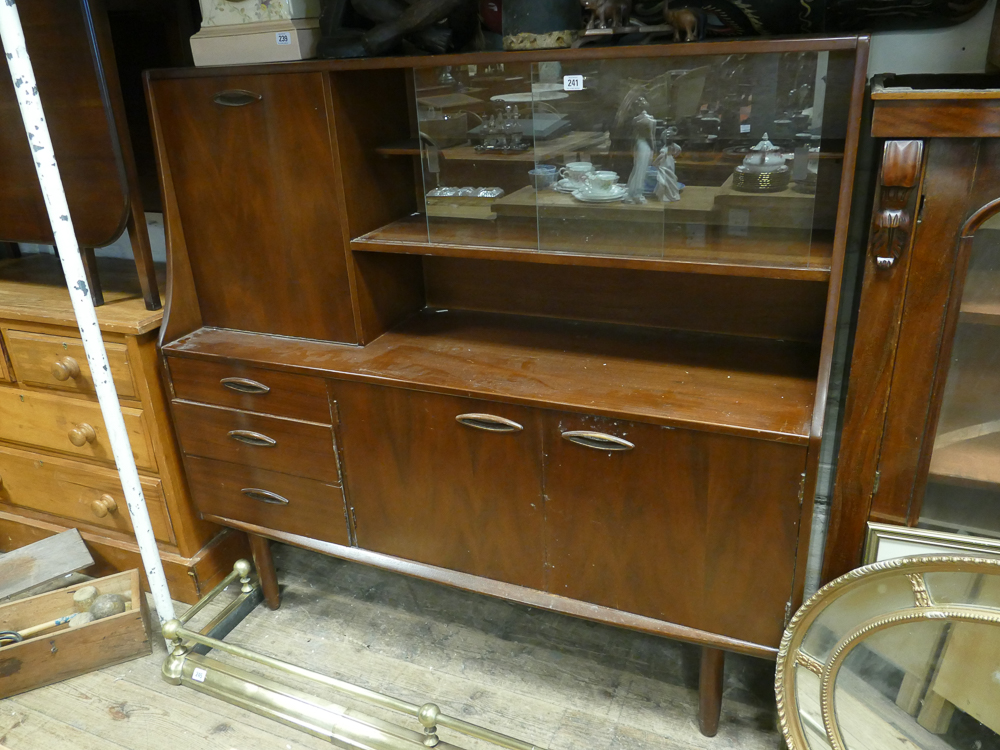 5' mahogany lounge sideboard unit with glass sliding doors