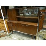 5' mahogany lounge sideboard unit with glass sliding doors