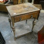 20" oak 2 tier occasional table with fitted drawer