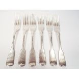 Set of six 1930s silver table forks Sheffield 1933.