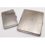 Two silver engine turned cigarette cases, gross weight 6.