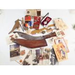 Collection of mostly military items comprising of a Gurkha kukri with 12" blade,